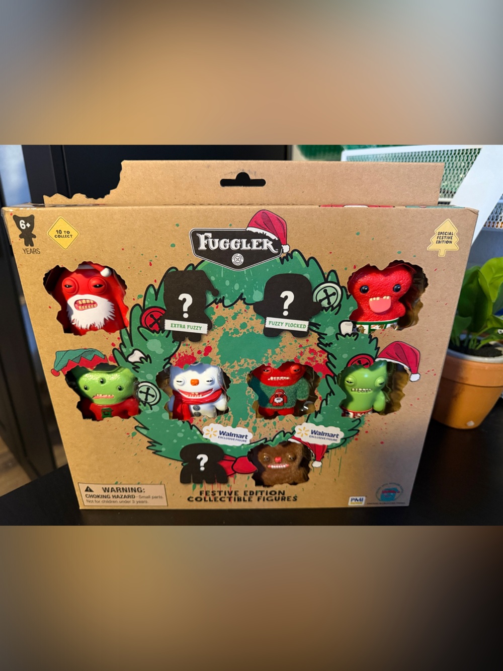 Fuggler Festive Edition Collectible Figures - Red, Green, White, Brown, Pink